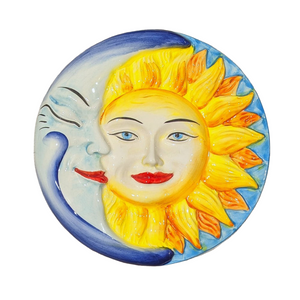 Ceramic smiling eclipse wall plaque - round, medium