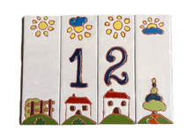 Load image into Gallery viewer, Ceramic house number tile - Italian villa, ceramic relief style
