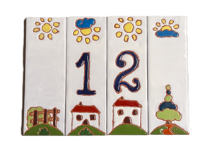 Ceramic house number tile - Italian villa, ceramic relief style