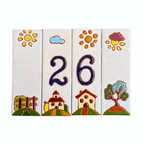 Ceramic house number tile - Italian villa, ceramic relief style