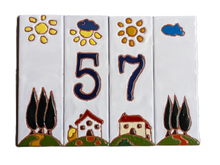 Load image into Gallery viewer, Ceramic house number tile - Italian villa, ceramic relief style
