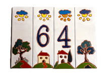 Load image into Gallery viewer, Ceramic house number tile - Italian villa, ceramic relief style
