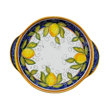 Load image into Gallery viewer, Set of two round trays with handles - 25cm and 30cm diam - Lemon
