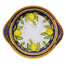 Load image into Gallery viewer, Set of two round trays with handles - 25cm and 30cm diam - Lemon
