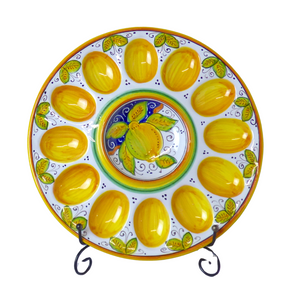 Egg storage plate (29cm diam) - Lemon