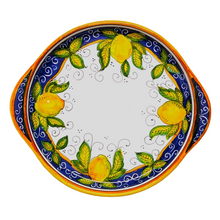 Load image into Gallery viewer, Set of two round trays with handles - 25cm and 30cm diam - Lemon
