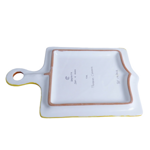 Cheese Plate (30x21cm), square with handle - Lemon