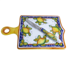 Load image into Gallery viewer, Cheese Plate (30x21cm), square with handle - Lemon
