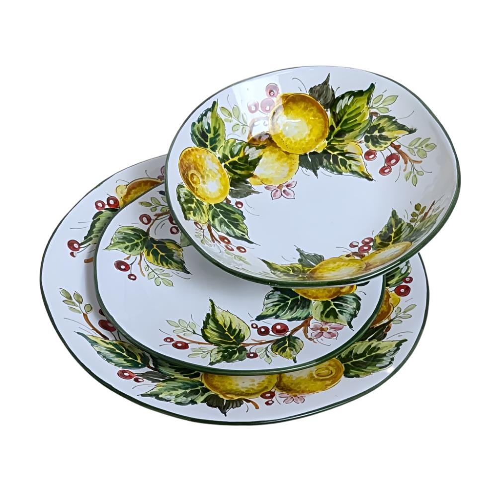 3 piece dinner set (dinner plate, bread plate & soup/dessert bowl) - Limone mazzo