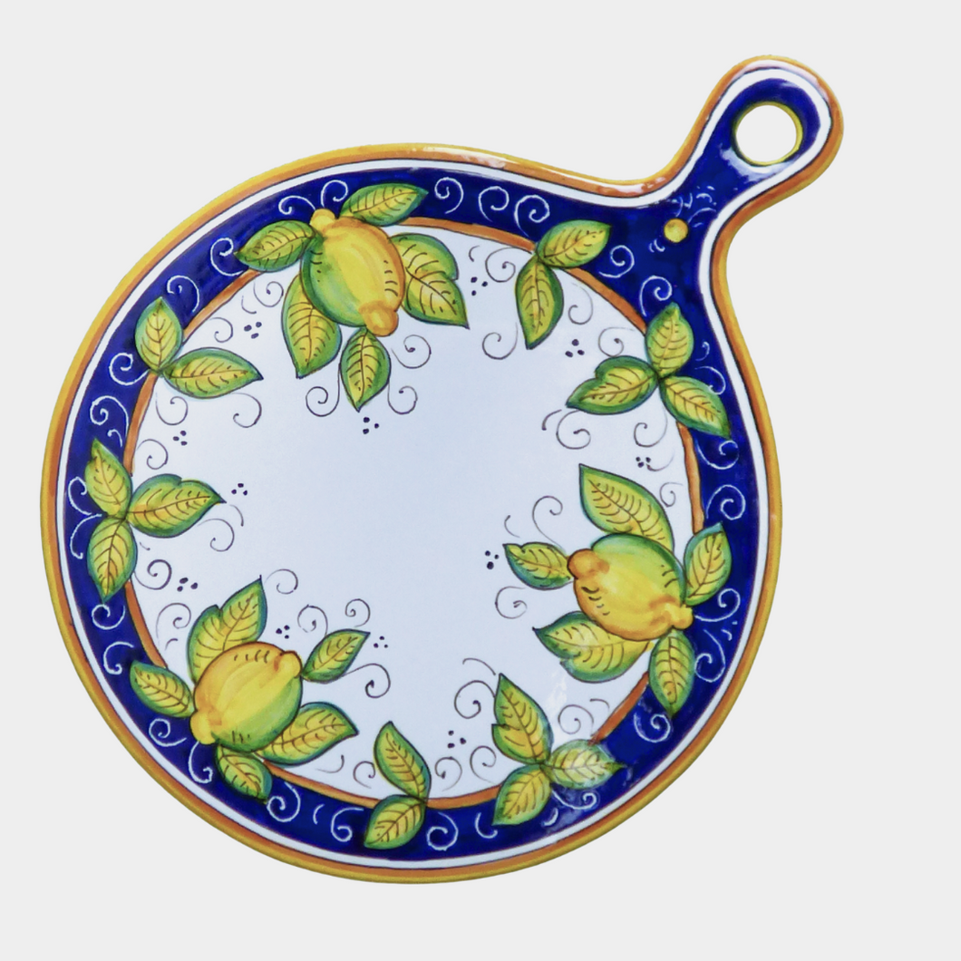 Cheese Plate (30cm), round with handle - Lemon
