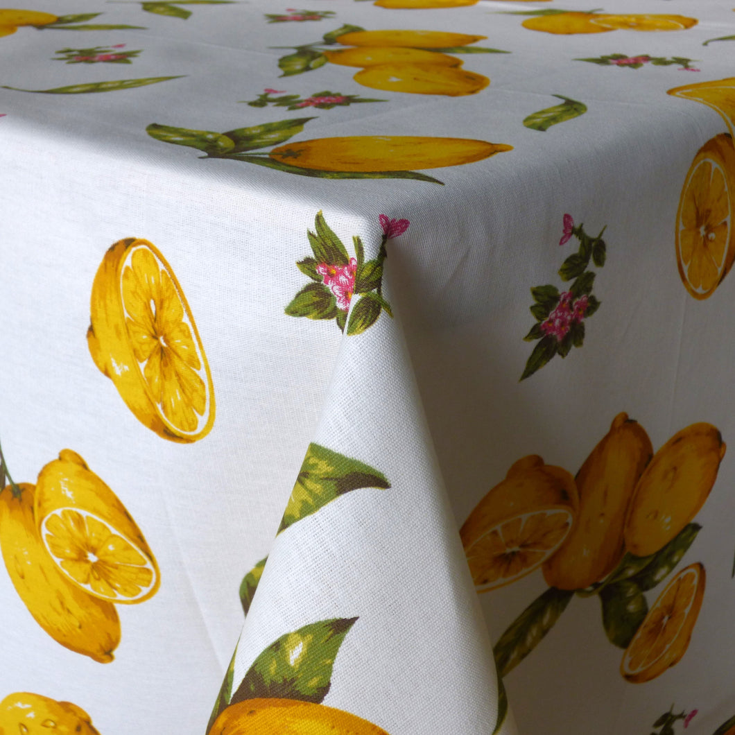 Rectangular cotton tablecloth - 155x240cm - lemons design