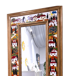 Mirror with Tuscan country 'relief ceramic' tiles