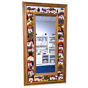 Mirror with Tuscan country 'relief ceramic' tiles