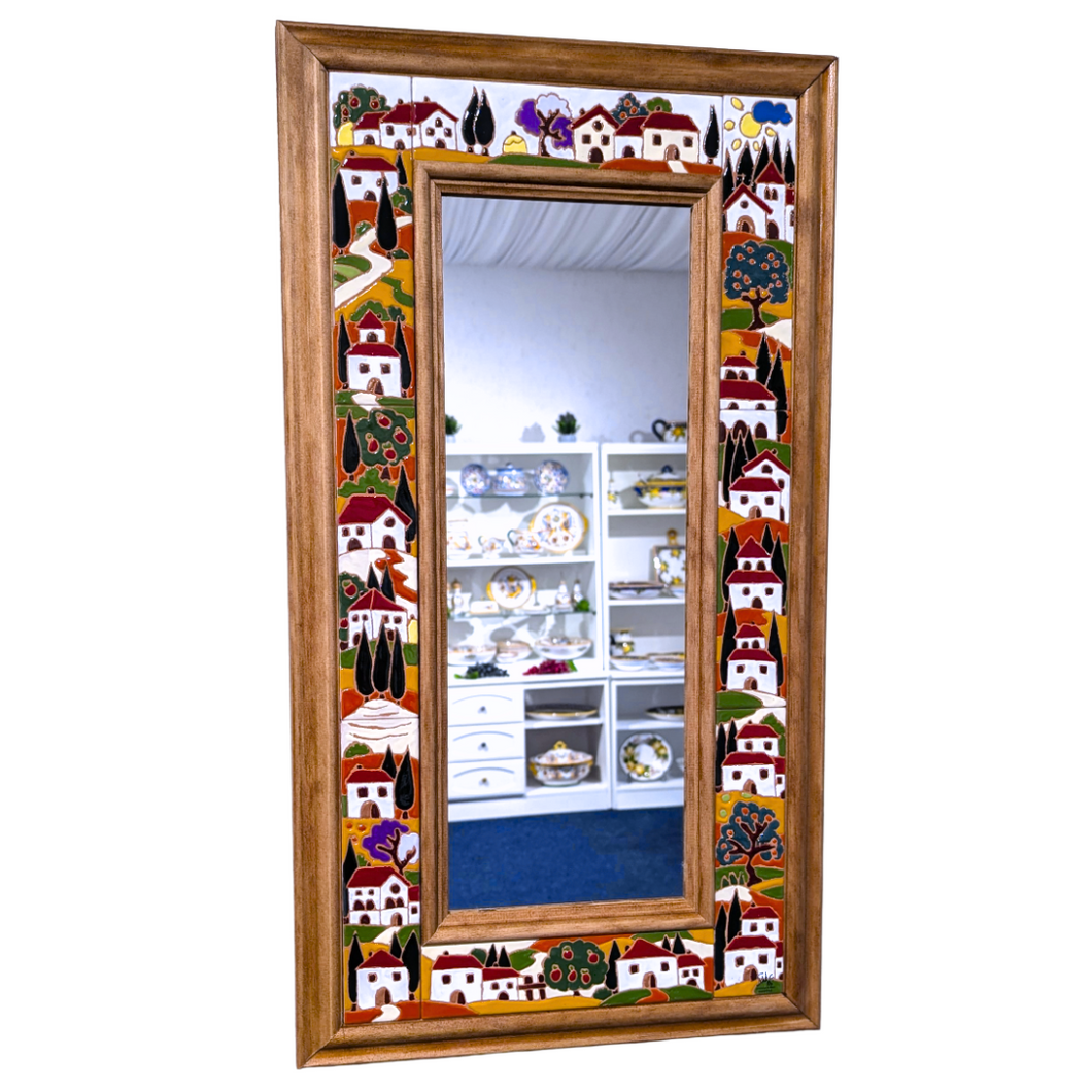 Mirror with Tuscan country 'relief ceramic' tiles