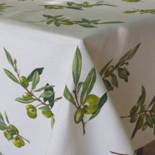 Load image into Gallery viewer, Round cotton tablecloth - 180cm diameter - green olives
