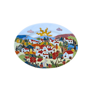 Oval platter/wall plate with Tuscan village 30 x 22cm