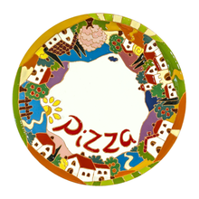 Load image into Gallery viewer, Pizza plate with Tuscan village scene, relief style

