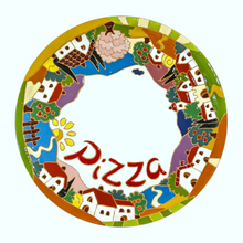 Load image into Gallery viewer, Pizza plate with Tuscan village scene, relief style
