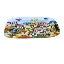 Load image into Gallery viewer, Rectangular platter/wall plate with Tuscan village 33 x 20cm
