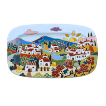Load image into Gallery viewer, Rectangular platter/wall plate with Tuscan village 33 x 20cm
