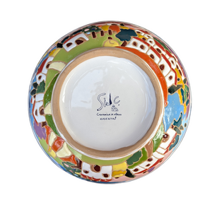 Round bowl with Tuscan village, relief style - 25cm diam