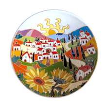 Load image into Gallery viewer, Round bowl with Tuscan village, relief style - 25cm diam
