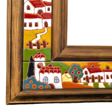 Load image into Gallery viewer, Mirror with Tuscan country 'relief ceramic' tiles - 69 x 79cm
