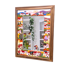 Load image into Gallery viewer, Mirror with Tuscan country 'relief ceramic' tiles - 36 x 48cm
