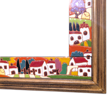 Load image into Gallery viewer, Mirror with Tuscan country 'relief ceramic' tiles - 36 x 48cm

