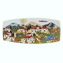 Load image into Gallery viewer, Rectangular platter/wall plate with Tuscan village - horizontal
