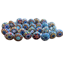Load image into Gallery viewer, Round ceramic drawer and cabinet knobs - assorted designs - medium (40mm diam)
