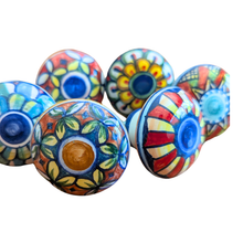 Load image into Gallery viewer, Round ceramic drawer and cabinet knobs - assorted designs - medium (40mm diam)
