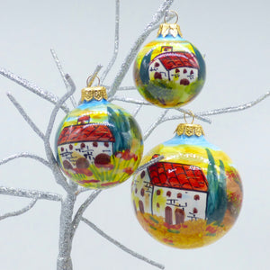 Christmas ornament - medium (6cm) - Italian country house - round