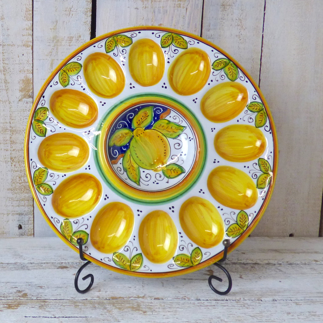Egg storage plate (29cm diam) - Lemon