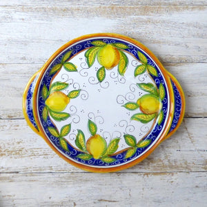 Round tray with handles - medium, 25cm diam - Lemon