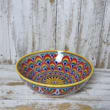 Load image into Gallery viewer, Medium serving bowl (25cm) - Red peacock design
