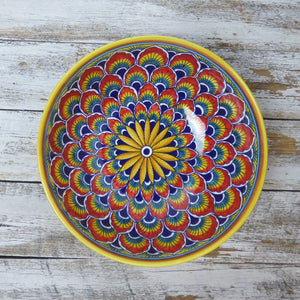 Medium serving bowl (25cm) - Red peacock design