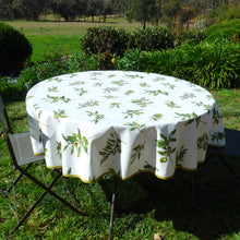 Load image into Gallery viewer, Round cotton tablecloth - 180cm diameter - green olives
